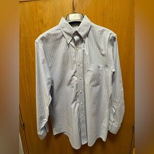 Brooke Brothers Regent Fit Oxford Cloth Button Down, Blue with Stripes, Sz 16-33